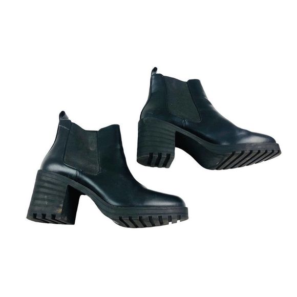 H&M Divided black faux leather Chelsea boots EU 42 US 10 90's y2k grunge - Picture 2 of 10
